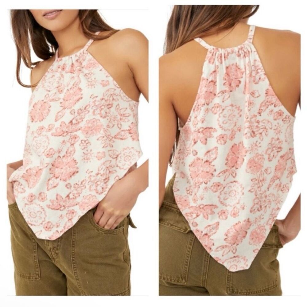 Free People We The Free Daisy Tank Asymmetrical Tea Comb Pink Cream Women Medium